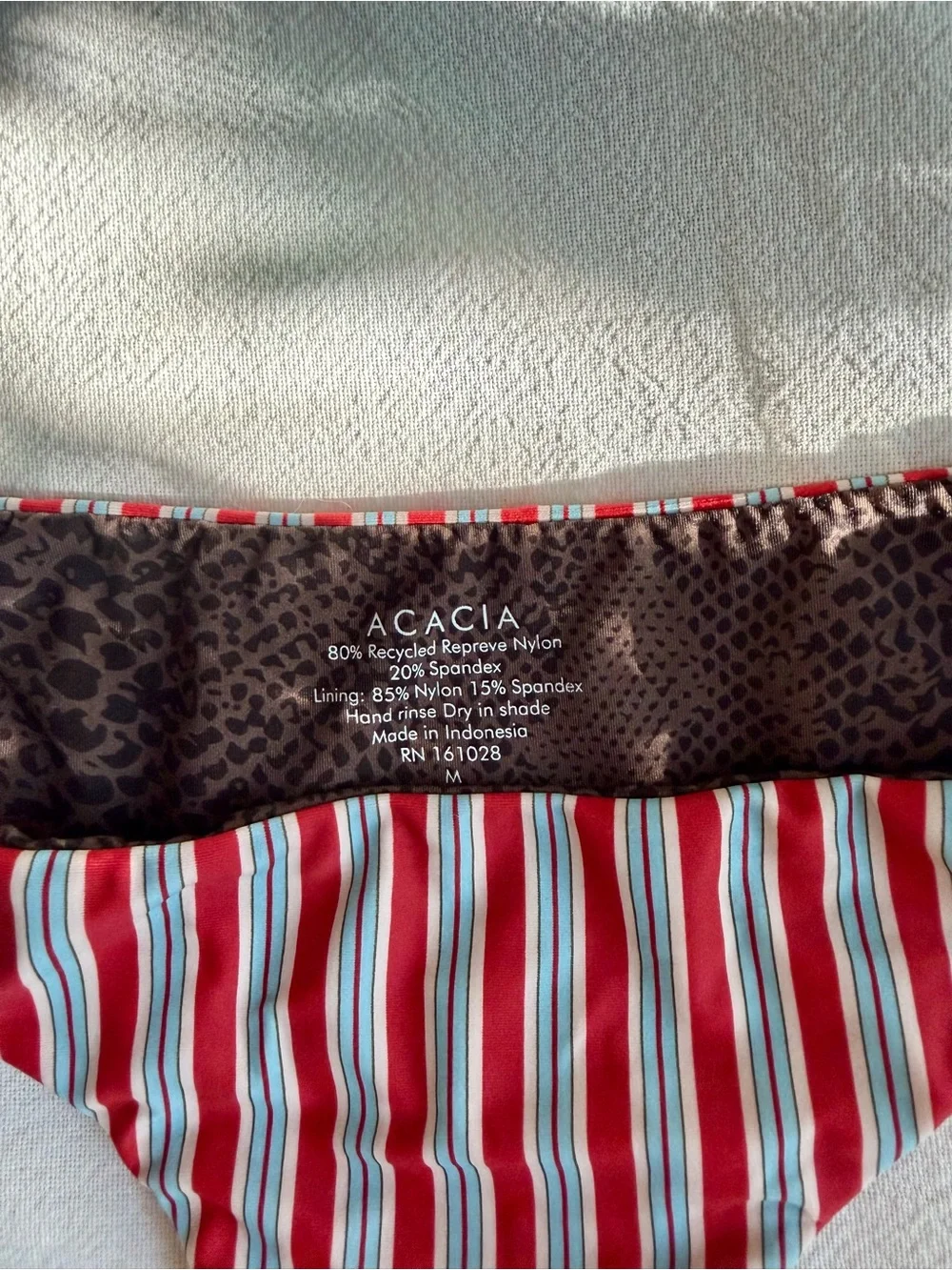 acacia Waikaloa Bikini Bottoms in Zenny Red & White Striped - M
